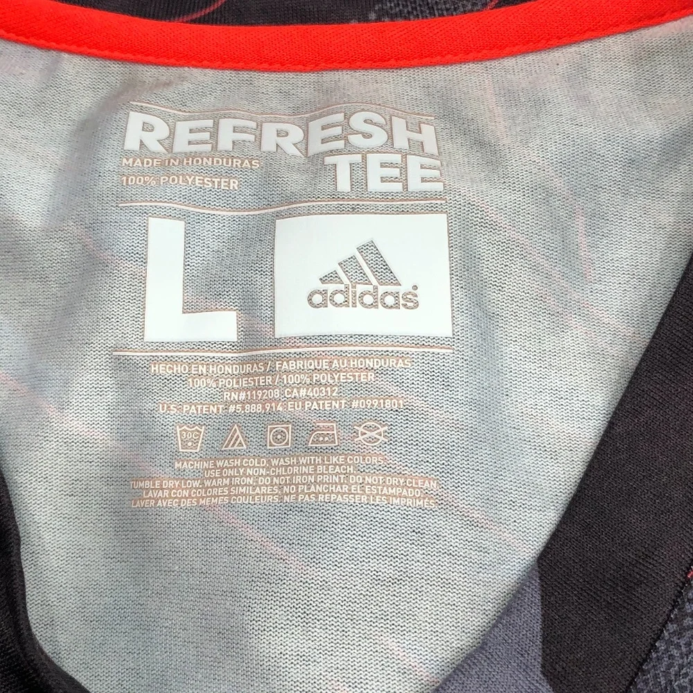 ADIDAS REFRESH SEIZE THE DAY TEE BLACK/GRAY/ORANGE SIZE LARGE
